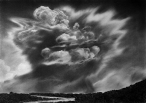 Wieland Payer, Drei Häuser, 2007, charcoal on paper, 110 x 80 cm