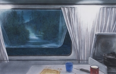 Wieland Payer, Dämmern, 2010, charcoal and pastel on paper on MDF, 70 x 110 cm