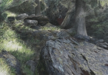 Wieland Payer, Weg, 2010, charcoal and pastel on paper on MDF, 70 x 100 cm