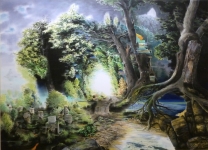 Wieland Payer, Tunnel nach Govaerts, Hirschjagd im Walde, 2011, pastel, charcoal and pencil on paper, 130 x 180 cm