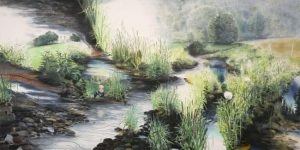 Wieland Payer, Graben, 2012, pastel and charcoal on paper on MDF, 100 x 200 cm