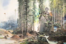 Wieland Payer, Schlossholz, 2012, pastel and charcoal on paper on MDF, 100 x 150 cm