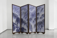 Wieland Payer, Londonengadin, Paravent, 2012, pastel and charcoal on MDF, frame made from beech, circa 180 x 200 cm