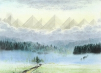 Wieland Payer, Hochgebirge, 2013, pastel and charcoal on paper on MDF, 40 x 55 cm