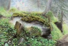 Wieland Payer, Surses, 2013, pastel and charcoal on paper on MDF, 90 x 130 cm