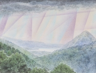 Wieland Payer, Seeblick II, pastel and charcoal on paper on MDF, 25 x 33 cm