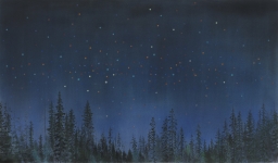 Wieland Payer, Confetti Sky II, 2015, pastel and charcoal on MDF, 70 x 120 cm, Foto: Herbert Boswank