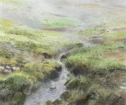 Wieland Payer, Island10, 2016, aus der Serie Ultima Thule, pastel and charcoal on MDF, 15 x 18 cm