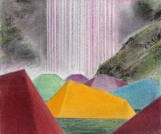 Wieland Payer, Island22, 2016, aus der Serie Ultima Thule, pastel and charcoal on MDF, 15 x 18 cm