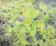 Wieland Payer, Island25, 2016, aus der Serie Ultima Thule, pastel and charcoal on MDF, 15 x 18 cm