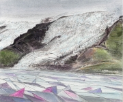 Wieland Payer, Island33, 2016, aus der Serie Ultima Thule, pastel and charcoal on MDF, 15 x 18 cm