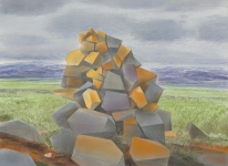 Wieland Payer, Steinmann, 2017, pastel and charcoal on MDF, 40 x 55 cm, Foto: Herbert Boswank