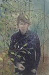 Payer, Wieland:  BEEING FOREST; 2019, Pastell, Aquarell und Kohle auf grundiertem MDF,  30 x 20 cm        Foto: Herbert Boswank