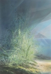 Payer, Wieland:  WALDRAND; 2019, Pastell, Aquarell und Kohle auf grundiertem MDF, 100 x 70 cm          Foto: Herbert Boswank