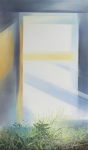Payer, Wieland:  WINDOW; 2019, Pastell,  Aquarell und Kohle auf grundiertem MDF,   130 x 76 cm       Foto: Herbert Boswank