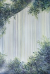Payer, Wieland:  Cave;  2021, Pastell, Kohle Aquarell und Regen  auf grundiertem MDF,  180 x 120 cm,      Foto: Herbert Boswank