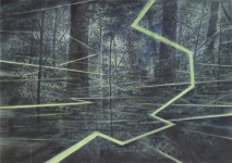 Payer, Wieland:  Lumen;   2021, Pastell, Aquarell und Kohle auf grundiertem MDF, 70 x 100 cm,       Foto: Herbert Boswank