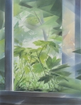 Payer, Wieland:   Rear Window;   2021, Pastell und Aquarell auf grundiertem MDF,  55 x 42 cm       Foto: Herbert Boswank