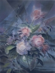 Payer, Wieland:  Tulip;    2021, Pastell und Aquarell auf grundiertem MDF,  80 x 60 cm      Foto: Herbert Boswank
