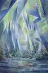Payer, Wieland: Piranha Fishing;   2023, Psatell, Aquarell und auf grundiertem MDF,  102 x 66 cm,     Foto: Herbert Boswank