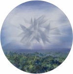 Payer, Wieland: Something;   2023, Pastell, Aquarell und auf grundiertem MDF,  ∅ 40 cm,   Foto: Herbert Boswank
