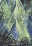 Payer, Wieland: Waldkristall;   2023, Pastell, Aquarell und auf grundiertem MDF,  100 x 70 cm,     Foto: Herbert Boswank