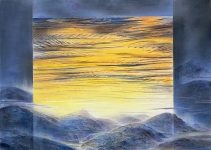 Wieland Payer, Sunrise, 2022, Pastell und Aquarell auf grundiertem MDF, 50 x 70 cm