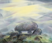 Huenengrab-2025-Pastell-Aquarell-Bleistift-und-Kohle-auf-Leinwand-50x60cm