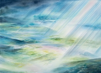 Lichtwasser-2025-Pastell-Aquarell-Bleistift-und-Kohle-auf-Leinwand-50x70cm-