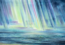 Nordlicht-2025-Pastell-Aquarell-Bleistift-und-Kohle-auf-Leinwand-70x100cm